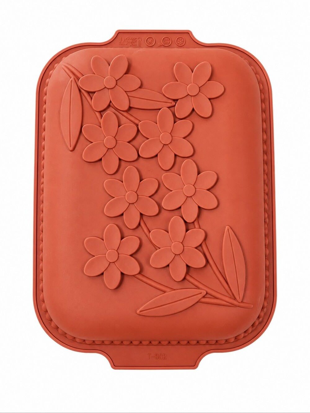 Silikomart Daisy Baking Dish Silicone Pan 11" x 9" x 1.5" Terracotta Color Food